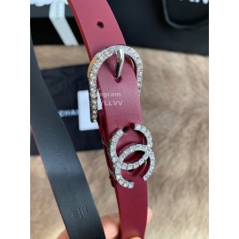 Chanel Calf Leather Pin Buckle 20mm Belts For Women Wine Red