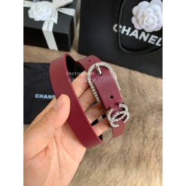 Chanel Calf Leather Pin Buckle 20mm Belts For Women Wine Red