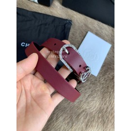 Chanel Calf Leather Pin Buckle 20mm Belts For Women Wine Red