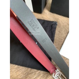 Chanel Calf Leather Pin Buckle 20mm Belts For Women Wine Red