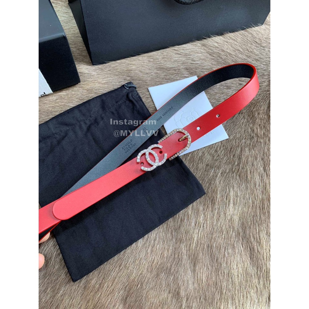 Chanel Calf Leather Pin Buckle 20mm Belts For Women Red