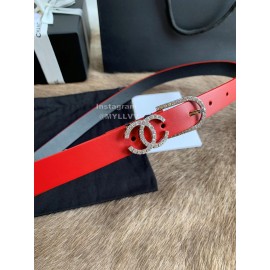 Chanel Calf Leather Pin Buckle 20mm Belts For Women Red