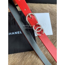 Chanel Calf Leather Pin Buckle 20mm Belts For Women Red