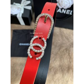 Chanel Calf Leather Pin Buckle 20mm Belts For Women Red
