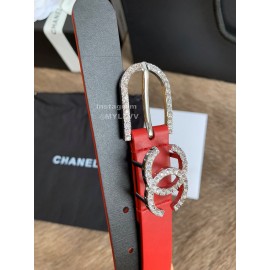 Chanel Calf Leather Pin Buckle 20mm Belts For Women Red