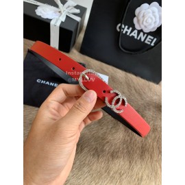Chanel Calf Leather Pin Buckle 20mm Belts For Women Red