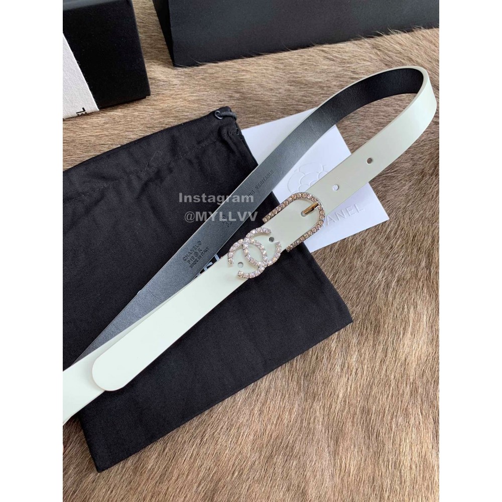 Chanel Calf Leather Pin Buckle 20mm Belts For Women White