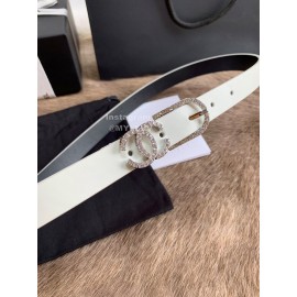 Chanel Calf Leather Pin Buckle 20mm Belts For Women White