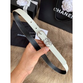 Chanel Calf Leather Pin Buckle 20mm Belts For Women White