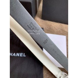 Chanel Calf Leather Pin Buckle 20mm Belts For Women White