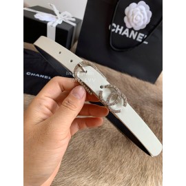 Chanel Calf Leather Pin Buckle 20mm Belts For Women White