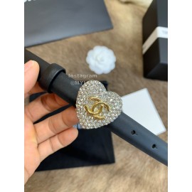 Chanel Calf Leather Love Diamond Buckle 20mm Belts For Women Black