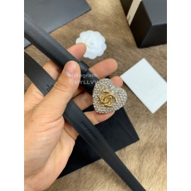 Chanel Calf Leather Love Diamond Buckle 20mm Belts For Women Black