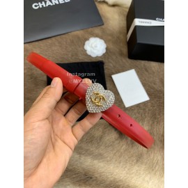 Chanel Calf Leather Love Diamond Buckle 20mm Belts For Women Red