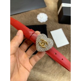 Chanel Calf Leather Love Diamond Buckle 20mm Belts For Women Red