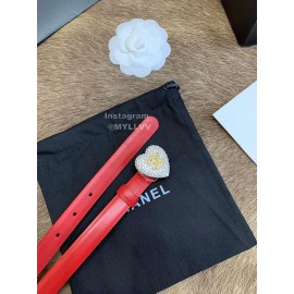 Chanel Calf Leather Love Diamond Buckle 20mm Belts For Women Red