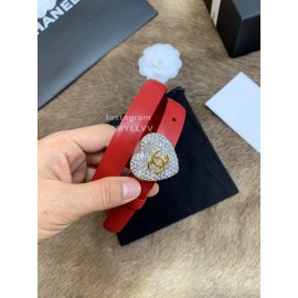Chanel Calf Leather Love Diamond Buckle 20mm Belts For Women Red