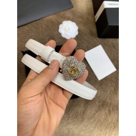 Chanel Calf Leather Love Diamond Buckle 20mm Belts For Women White