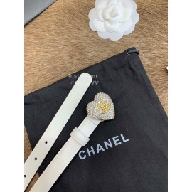 Chanel Calf Leather Love Diamond Buckle 20mm Belts For Women White