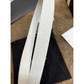 Chanel Calf Leather Love Diamond Buckle 20mm Belts For Women White