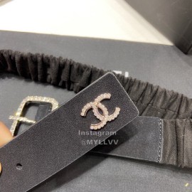 Chanel Black Cashmere Leather Diamond Pin Buckle 34mm Belts