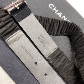 Chanel Black Cashmere Leather Diamond Pin Buckle 34mm Belts