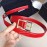 Chanel Red Calf Leather Gold Pin Buckle Belts For Women