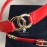 Chanel Red Calf Leather Gold Pin Buckle Belts For Women