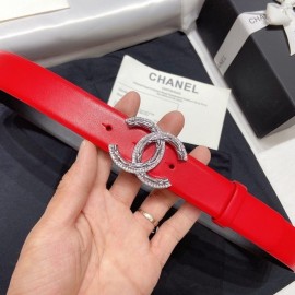 Chanel New Calf Leather Diamond Buckle 30mm Belt Red
