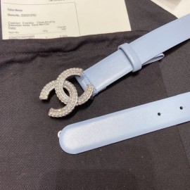 Chanel Fashion Calf Leather Pearl Buckle 30mm Belt Blue