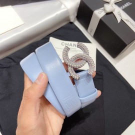 Chanel Fashion Calf Leather Pearl Buckle 30mm Belt Blue