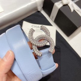 Chanel Fashion Calf Leather Pearl Buckle 30mm Belt Blue