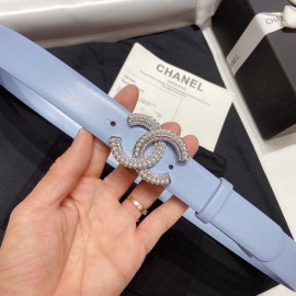 Chanel Fashion Calf Leather Pearl Buckle 30mm Belt Blue