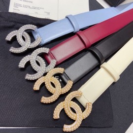 Chanel Fashion Calf Leather Pearl Buckle 30mm Belt Blue