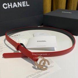 Chanel Fashion Calf Leather Pearl Buckle 28mm Belt Red