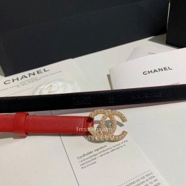 Chanel Fashion Calf Leather Pearl Buckle 28mm Belt Red