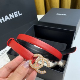 Chanel Fashion Calf Leather Pearl Buckle 28mm Belt Red