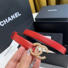 Chanel Fashion Calf Leather Pearl Buckle 28mm Belt Red