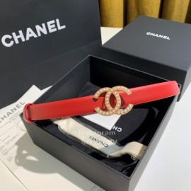 Chanel Fashion Calf Leather Pearl Buckle 28mm Belt Red