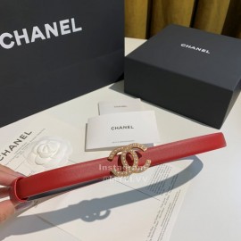 Chanel Fashion Calf Leather Pearl Buckle 28mm Belt Red