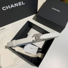Chanel Fashion Calf Leather Pearl Buckle 28mm Belt White