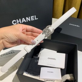 Chanel Fashion Calf Leather Pearl Buckle 28mm Belt White
