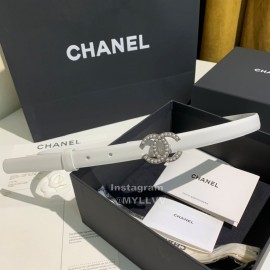 Chanel Fashion Calf Leather Pearl Buckle 28mm Belt White