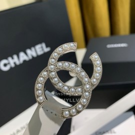 Chanel Fashion Calf Leather Pearl Buckle 28mm Belt White