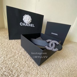 Chanel Black Calf Leather Pearl Buckle 28mm Belt