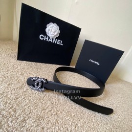 Chanel Black Calf Leather Pearl Buckle 28mm Belt