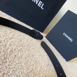 Chanel Black Calf Leather Pearl Buckle 28mm Belt