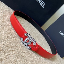 Chanel Black Red Calf Leather Pearl Buckle 28mm Belt