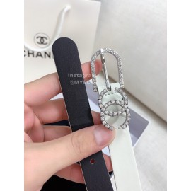 Chanel Fashion Calf Leather Diamond Pin Buckle 20mm Belt White