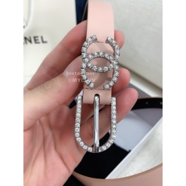 Chanel Fashion Calf Leather Diamond Pin Buckle 20mm Belt Pink